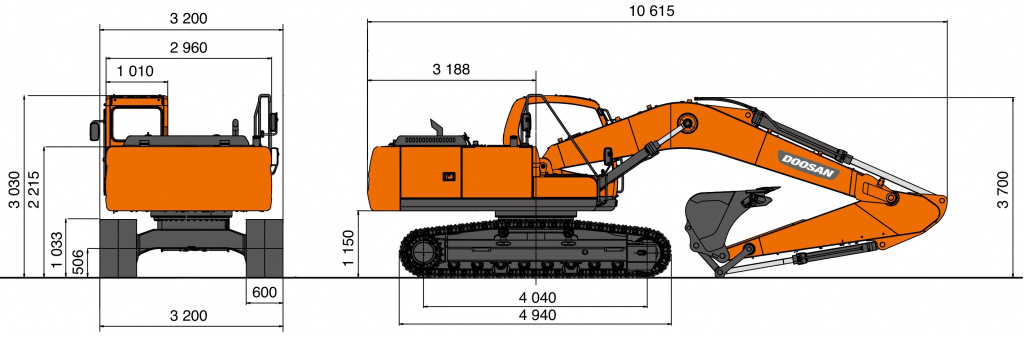 Схема Гусеничный экскаватор Develon (Doosan) DX300LC-7B